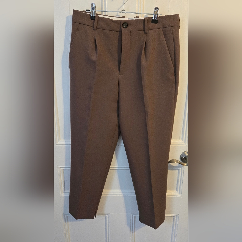 ZARA Brown Straight Leg Dress Pants | Tailored Trousers